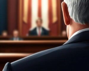 A courtroom sketch of an advocate defending a client's constitutional rights, constitutional law, legal defense