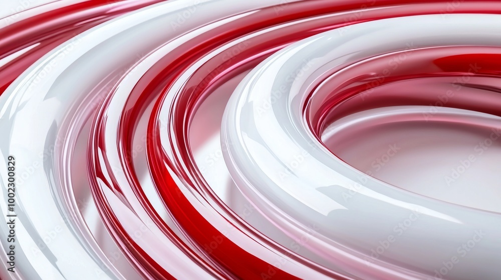 Poster the background is a metallic red round shape abstract background with technology symbols