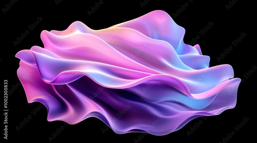 Poster the modern retro futuristic wave in motion is a 3d render with abstract fluids and iridescent design