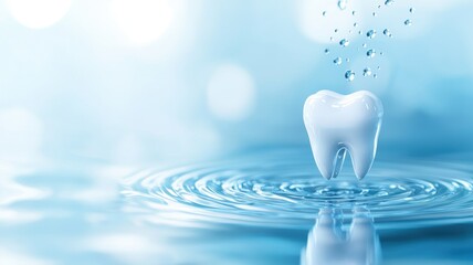 Tooth in Water with Ripples and Droplets