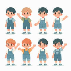 flat collection of boy character illustrations
