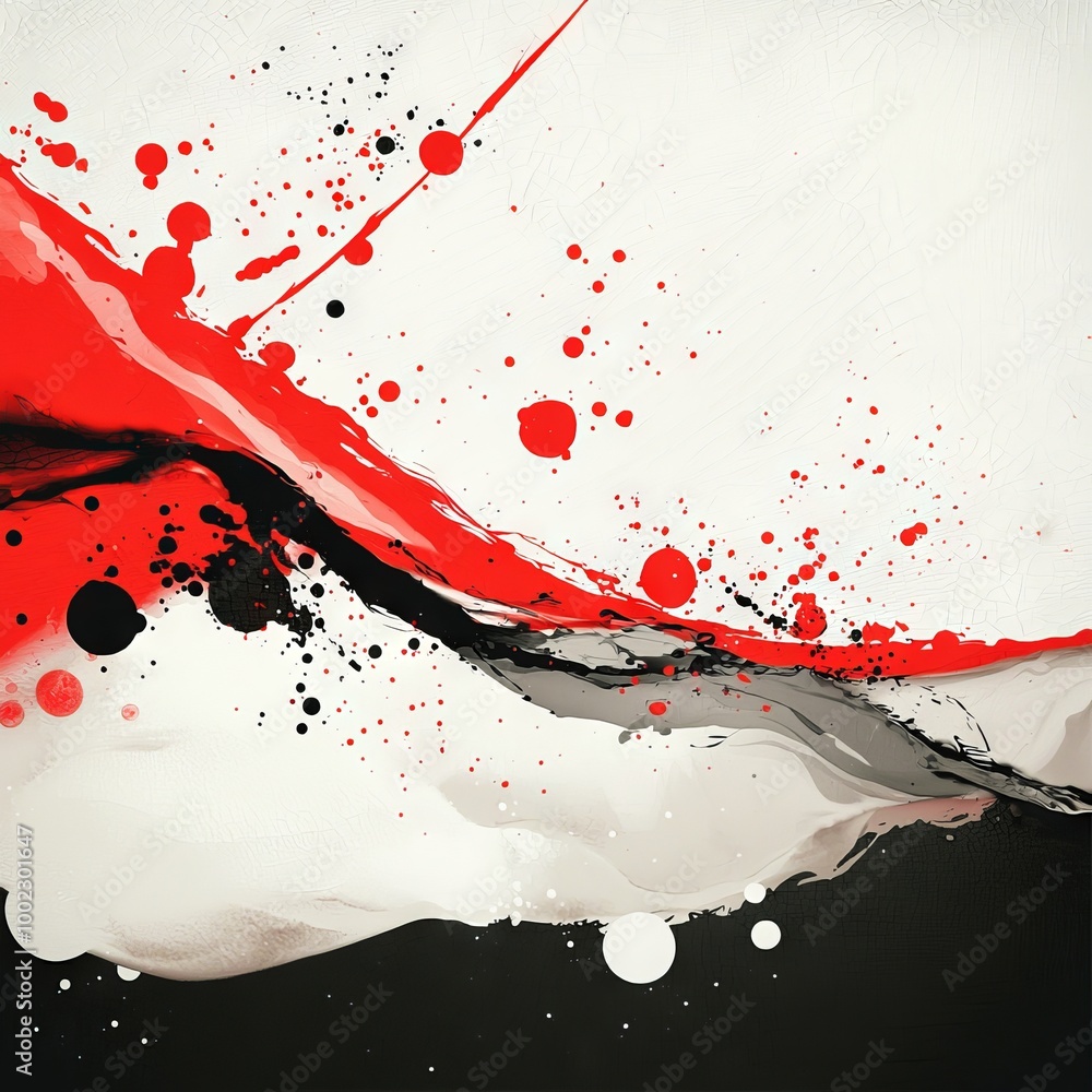Poster the background has a halftone style and is composed of black and red abstract grunge.
