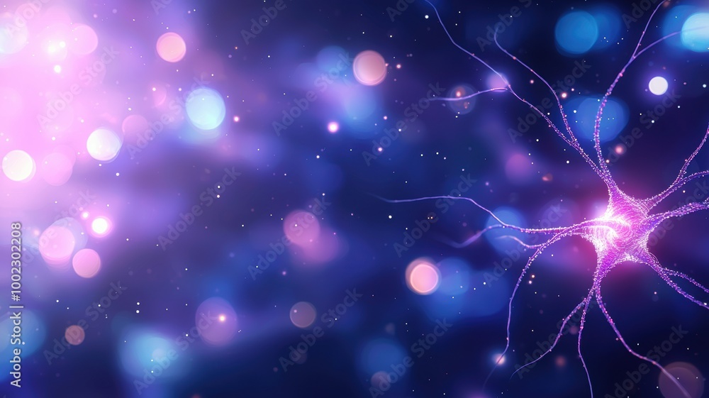 Poster shimmering aurora with nerve connections and bokeh effect