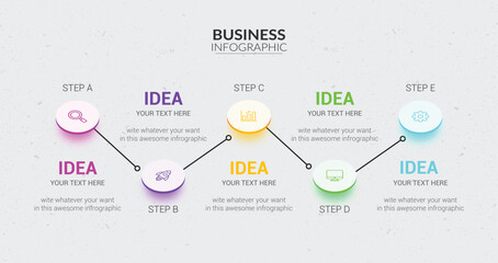 5 Steps Business Infographics Template. Presentation Modern colorful infographic steps.