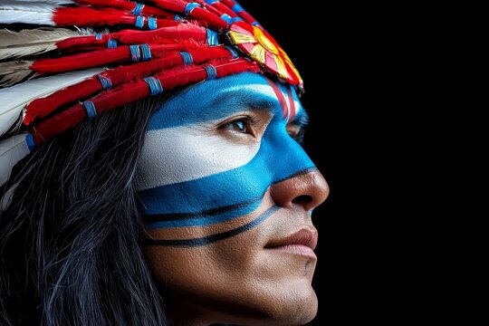 An abbreviated portrait of an Amerindian, Stock Photography