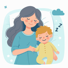 Obraz premium mother accompanying her child to sleep