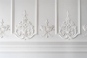 Obraz premium White wall with beautiful stucco. The concept of renovation and finishing of an apartment