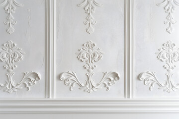 Obraz premium White wall with beautiful stucco. The concept of renovation and finishing of an apartment