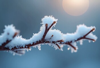Obraz premium Extreme macro photography of a branch covered in frost and snow