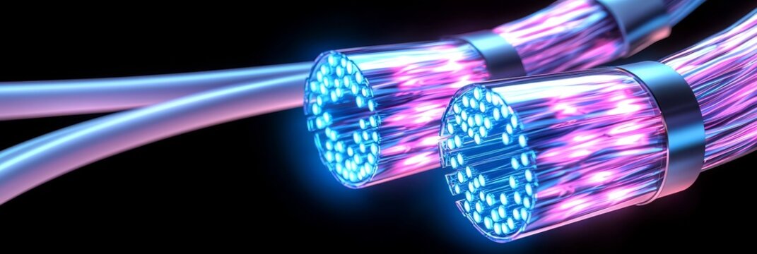 With Stock technology, colorful electric cables, LEDs, optical fibers, and intense colors create an image for a technology image and a new business trend