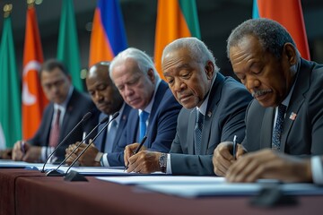 Global leaders unite for historic signing at international summit promoting cooperation