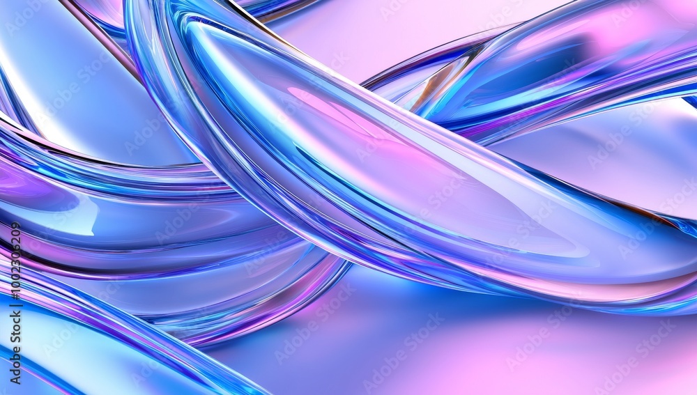 Poster plastic texture with a multicolored gradient. 3d rendering of a folded abstract glass shape and a mo