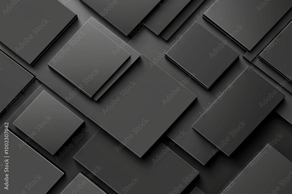Poster This simple mosaic backdrop features a black abstract geometric background with fly squares that are lit with soft shadows and a tile pattern at the top.