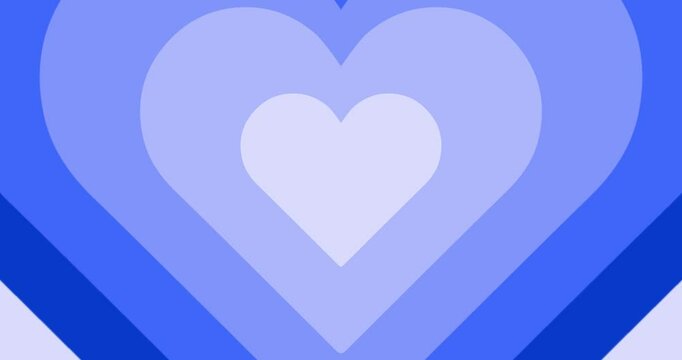 Moving hypnotic Heart in fast motion. Seamless Psychedelic hearts for Valentines day concept or festive day. Navy blue color