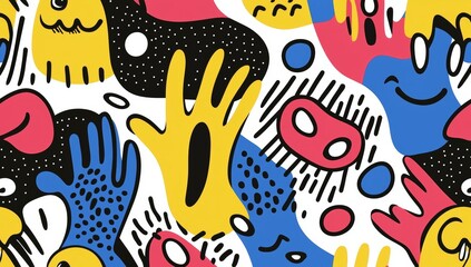 Fototapeta premium It's a seamless pattern that looks like a doodle art design. It can be printed on a garment or used as a background.