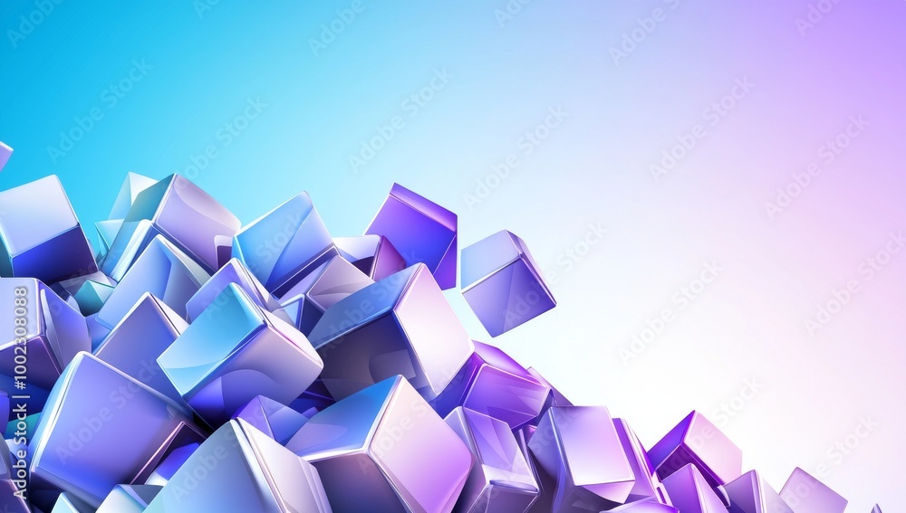 Poster a rendering in 3d of a purple and blue abstract geometric background that was generated using ai