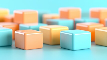 Fototapeta premium A 3d render showing an abstract geometric background and translucent glass with a colorful gradient as well as simple cube square shapes