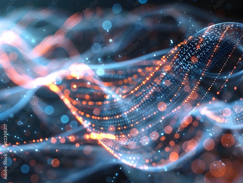 Poster visualized quantum internet concept with secure data exchange paths