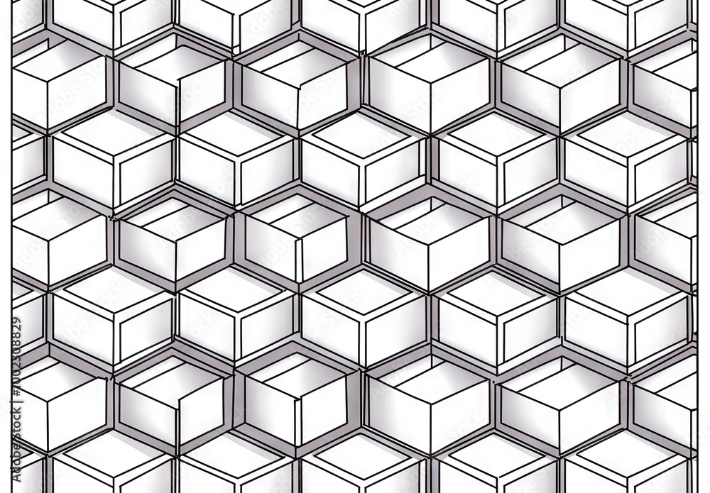 Poster an abstract geometric seamless pattern with hexagonal shapes and stripes, png, transparent backgroun