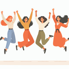 character of a schoolgirl, cheerful, jumping, happy, successful