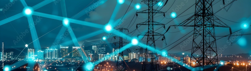 Aufkleber smart grid with assistants monitoring energy usage and providing efficiency tips