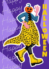 Halloween greeting card or party poster. Spooky holiday card template. Scary costume party