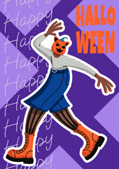 Halloween greeting card or party poster. Spooky holiday card template. Scary costume party