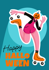 Halloween greeting card or party poster. Spooky holiday card template. Scary costume party