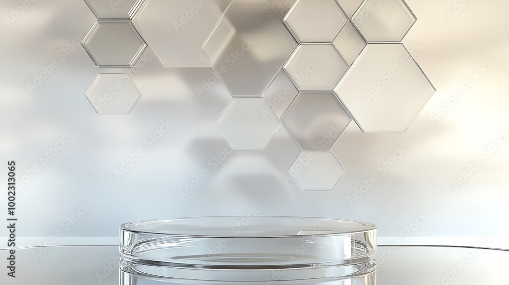 Aufkleber A glass podium with a hexagonal pattern in the background.