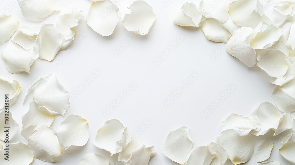 Aufkleber a white canvas with a central text space and an array of pristine white blossoms surrounding it