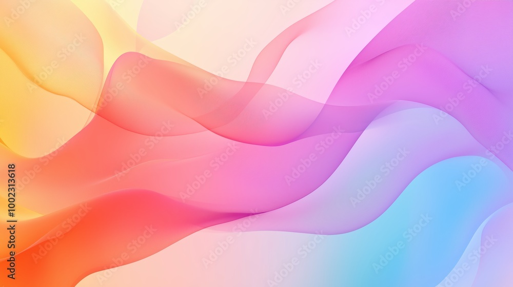 Aufkleber colorful abstract waves blend seamlessly in a gradient from warm yellow to cool blue, creating a vib