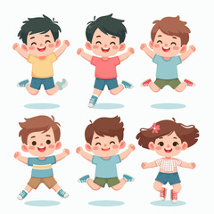 flat collection of boy character illustrations