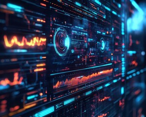 Obraz premium Economic forecast displayed on interactive holographic charts in a modern digital space Futuristic High Detail Hologram