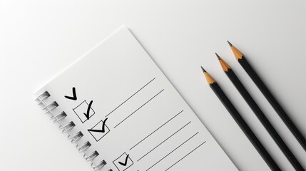 Minimalist design, soft white background, single paper checklist, clean space for writing resolutions. 