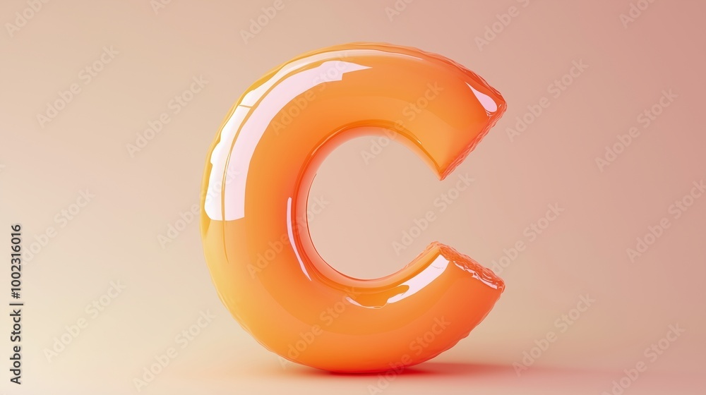 Fototapete letter c font orange frame uppercase for children toy learning with game play on solid background