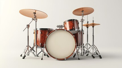 A Classic Drum Set in a Minimal Studio Setting With Soft Lighting and a Neutral Backdrop