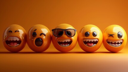 Set Icon Smile Emoji. Realistic Yellow Glossy 3d Emotions face suffers, kiss, in love, incomprehensibly does not understand, dizzy is silent. Pack 26. Vector illustration