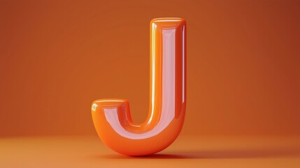 Letter J font orange frame uppercase for children toy learning on solid background