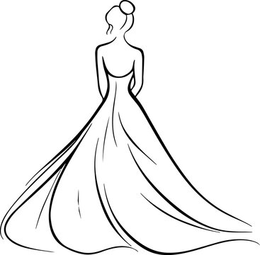 back of the bridal dress line drawing