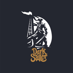 lustrate a emblem-style pirate ship, Pirate Inside his Sailing Ship