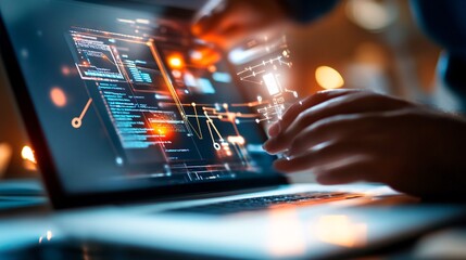 Close-Up of Laptop Screen with Project Display