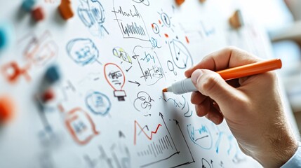 Business Consultant Drawing Ideas on Whiteboard