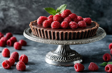Decadent Chocolate Raspberry Tart with a Rich Chocolate Filling for Dessert Lovers