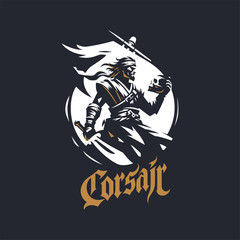 lustrate a emblem-style pirate ship, Pirate Inside his Sailing Ship