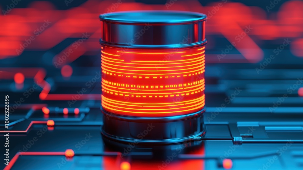 Poster futuristic data storage with red neon elements