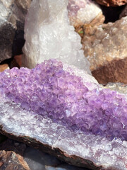 Texture of natural amethyst crystals. Natural background.