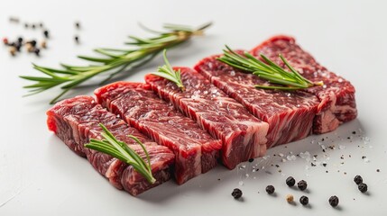 Raw wagyu rump sirloin steak, kobe beef meat. Isolated on white background 