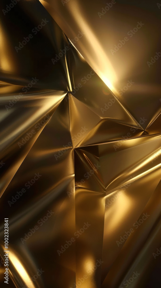 Poster golden abstract background with dynamic lines and sparkling particles in dramatic lighting