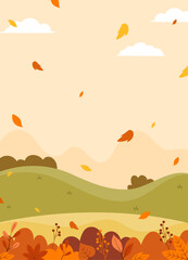 Flat autumn background portrait vector design illustration