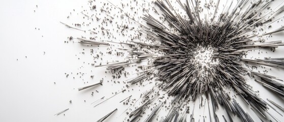 Obraz premium Artistic Arrangement of Iron Filings on White Background